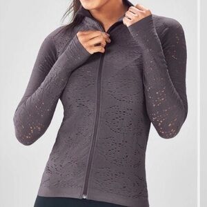 NWT FABLETICS Seamless Pointelle Luciana Zip Up Jacket size large Excellent